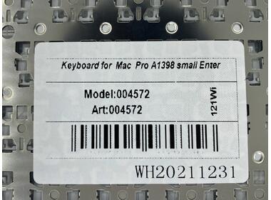 Клавиатура для ноутбука Apple MacBook Pro A1398 (2012, 2013, 2014, 2015 года) с подсветкой (Light) Black, (No Frame), RU (горизонтальный энтер) - фото 3