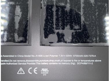 Аккумуляторная батарея для ноутбука Apple A1405 MacBook Air 13&quot; A1466 (2012) 7.3V Black 6700mAh OEM - фото 3