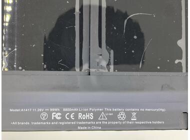 Аккумуляторная батарея для ноутбука Apple A1417 MacBook Pro 15-inch Retina A1398 10.95V Black 8460mAh Orig - фото 3