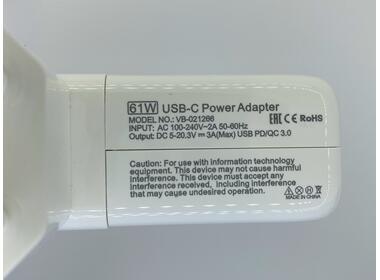 Блок питания для ноутбука Apple 61W 20.3V 4.3A USB Type-C MNF72LL/A OEM. Charge Cable в комплект не входит - фото 3
