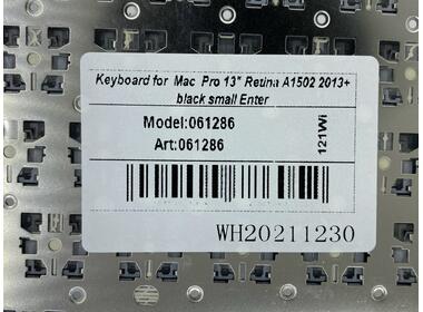 Клавиатура для ноутбука Apple MacBook Pro 13&quot; Retina A1502 (2013, 2014, 2015 года) с подсветкой (Light) Black, (No Frame), RU (горизонтальный энтер) - фото 3