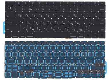 Клавиатура для ноутбука Apple MacBook (A1708), Black, (No Frame), RU (плоский энтер)